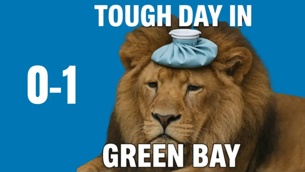 Image of a injured lion, reflecting the loss to Green Bay on Sept 7, 2025