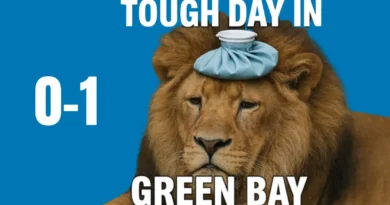 Image of a injured lion, reflecting the loss to Green Bay on Sept 7, 2025