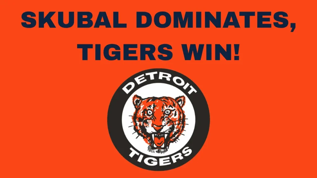 Picture representing the Tigers win over the Cleveland Guardians in Game 1 of the 2025 postseason. Image describes Tarik Skubals Brilliance.