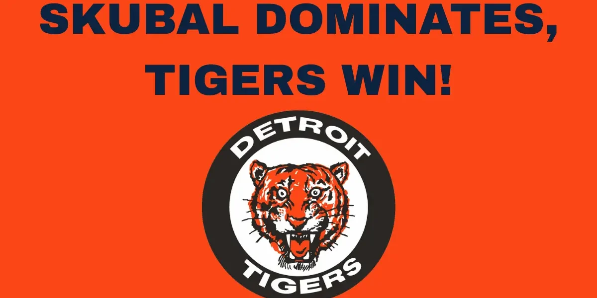 Picture representing the Tigers win over the Cleveland Guardians in Game 1 of the 2025 postseason. Image describes Tarik Skubals Brilliance.