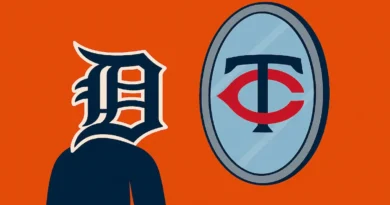 Tiger logo staring at Twins logo in the mirror.