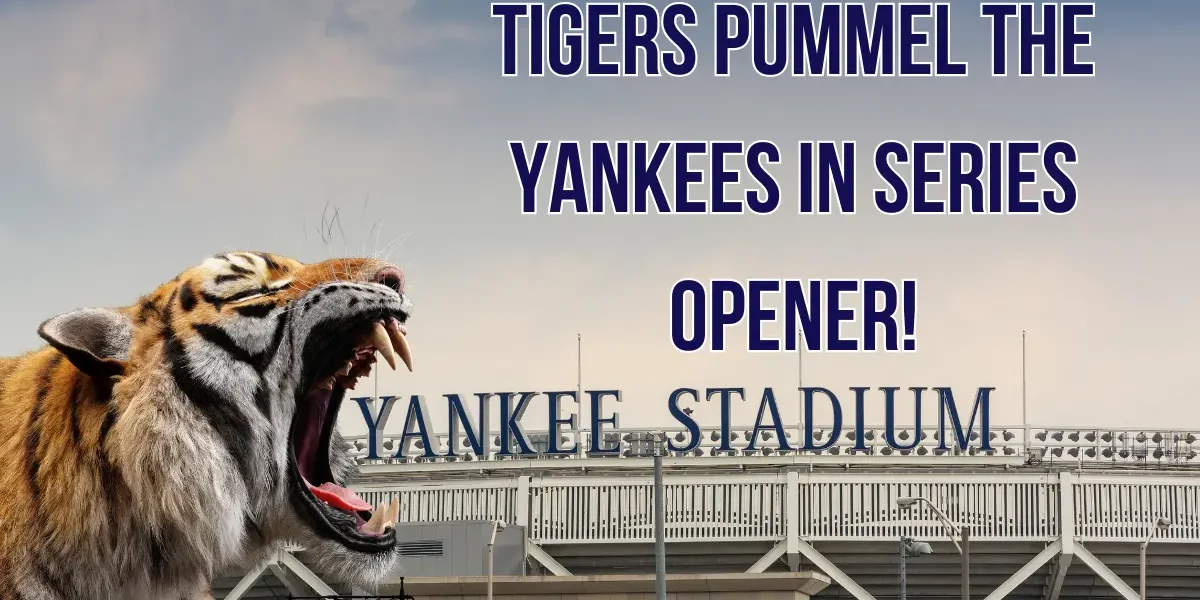 Photo of Roaring Tiger at Yankee Stadium after 12-2 Win