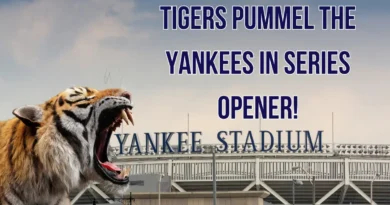 Photo of Roaring Tiger at Yankee Stadium after 12-2 Win