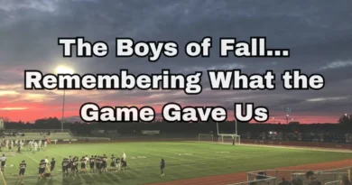 Image of a fall footall game, and reminder of Kenny Chesney's Boys of Fall Song