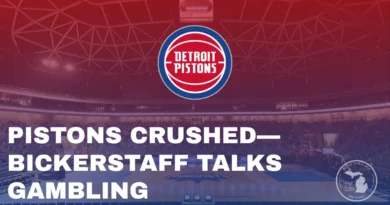 Digital concept art showing a dejected Detroit Pistons player on the bench after a loss.