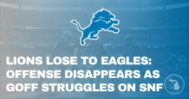 Lions Stuggle agains tPhilly on Sunday Night Football, lose 16-9