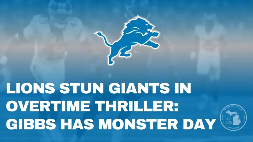 Jahmyr Gibbs breaks free for a long run as the Lions defeat the Giants in an overtime thriller