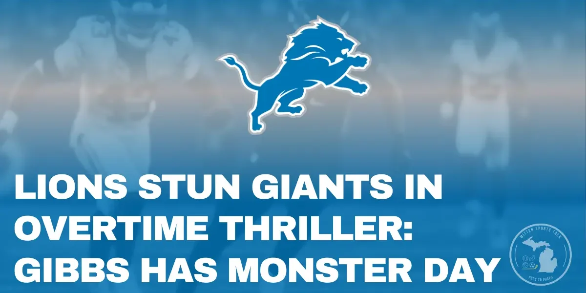 Jahmyr Gibbs breaks free for a long run as the Lions defeat the Giants in an overtime thriller