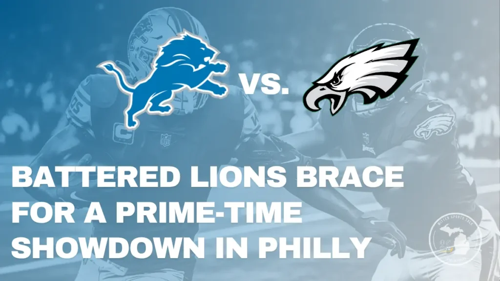 Game Preview image of Lions running back being chased by Philadelphia defender.