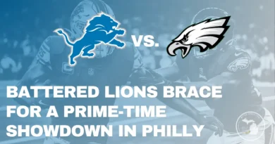 Game Preview image of Lions running back being chased by Philadelphia defender.