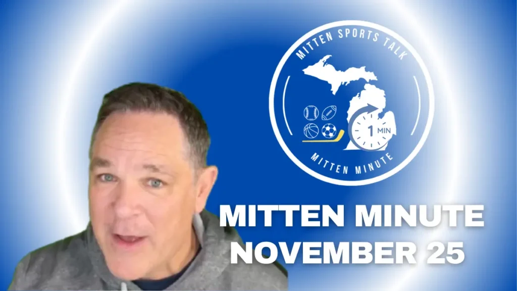 “Detroit Pistons vs Indiana Pacers game graphic featuring Cade Cunningham in a black Pistons uniform during the Mitten Minute daily Michigan sports update.”