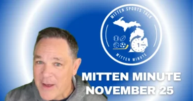 “Detroit Pistons vs Indiana Pacers game graphic featuring Cade Cunningham in a black Pistons uniform during the Mitten Minute daily Michigan sports update.”