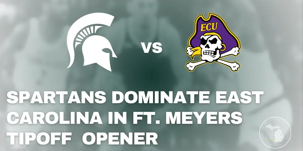 Michigan State players celebrate during their 89-56 win over East Carolina in the Fort Myers Tip-Off opener