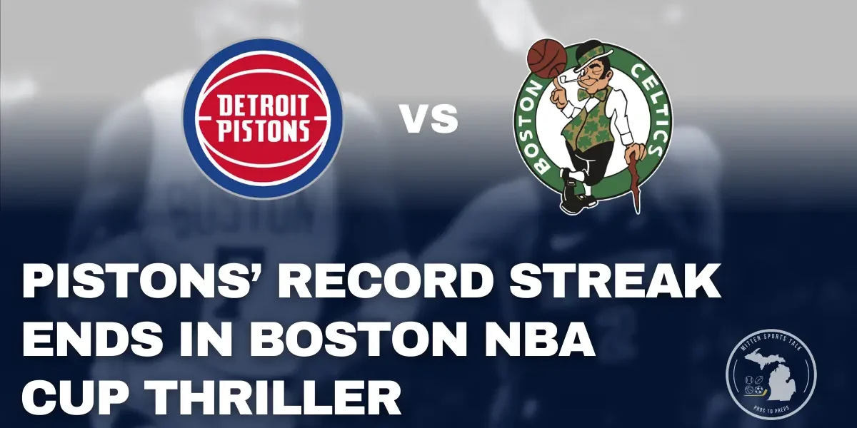 Detroit Pistons and Boston Celtics battle at TD Garden during streak-ending 117-114 NBA Cup thriller.