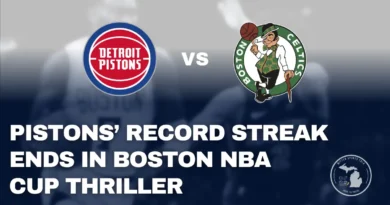 Detroit Pistons and Boston Celtics battle at TD Garden during streak-ending 117-114 NBA Cup thriller.