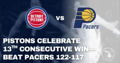 Detroit Pistons celebrate tying the franchise win streak record with a victory over the Indiana Pacers.