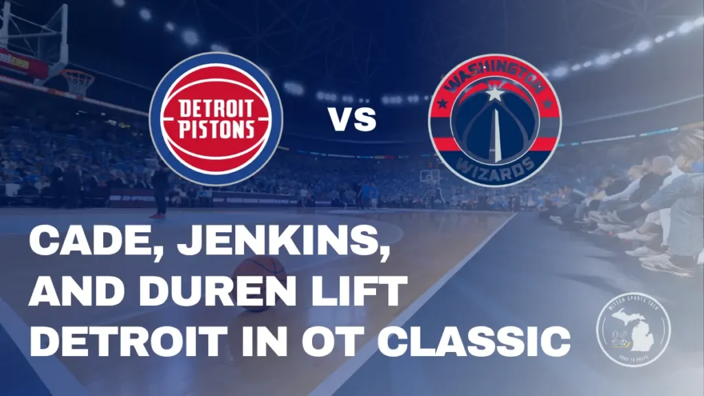 Cade Cunningham celebrates historic triple-double as Daniss Jenkins and Duncan Robinson spark Pistons’ 7th straight OT win at Little Caesars Arena.