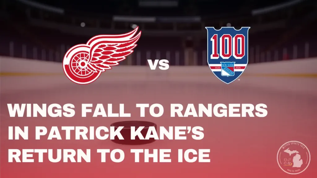 Detroit Red Wings forward Patrick Kane returns in game against the New York Rangers at Little Caesars Arena.