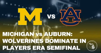 Michigan Wolverines attack the paint against Auburn Tigers during semifinal win at the Players Era Festival in Las Vegas