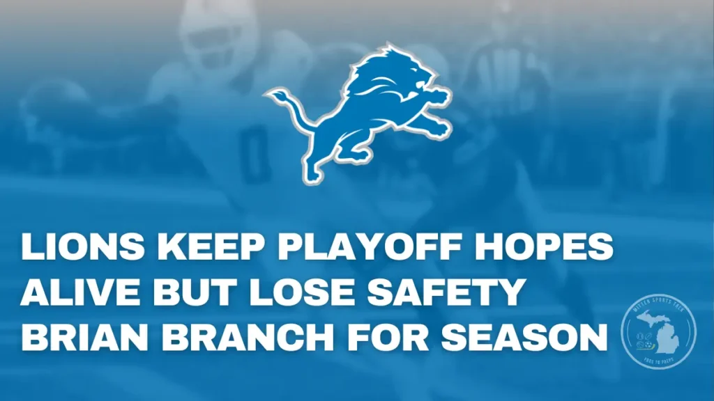 Detroit Lions safety Brian Branch on the turf after suffering a season-ending Achilles injury against the Cowboys.