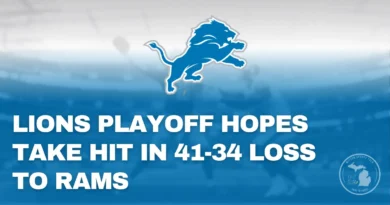 Game action during 41–34 loss to the Los Angeles Rams at SoFi Stadium