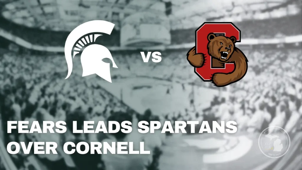 Michigan State Spartans celebrate during a 114–97 win over Cornell at the Breslin Center, led by Jeremy Fears Jr. and balanced scoring.