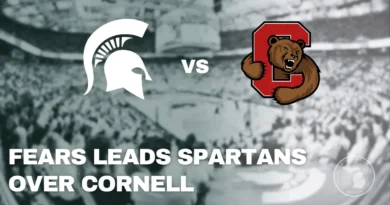 Michigan State Spartans celebrate during a 114–97 win over Cornell at the Breslin Center, led by Jeremy Fears Jr. and balanced scoring.