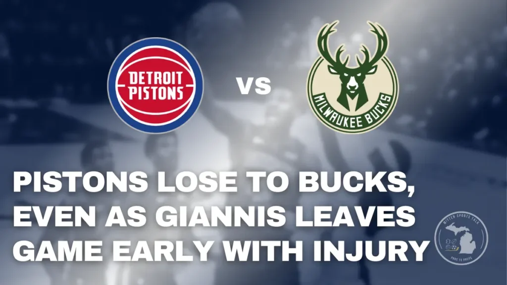 Detroit Pistons players react after a late-game collapse in a 113-109 loss to the Milwaukee Bucks.