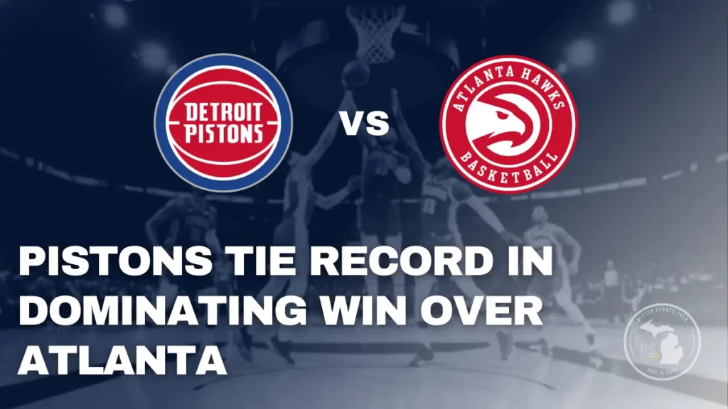 Detroit Pistons game action in 142-115 blowout win over the Atlanta Hawks at Little Caesars Arena