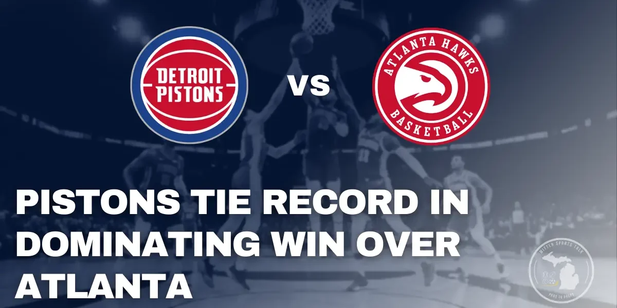 Detroit Pistons game action in 142-115 blowout win over the Atlanta Hawks at Little Caesars Arena