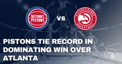 Detroit Pistons game action in 142-115 blowout win over the Atlanta Hawks at Little Caesars Arena