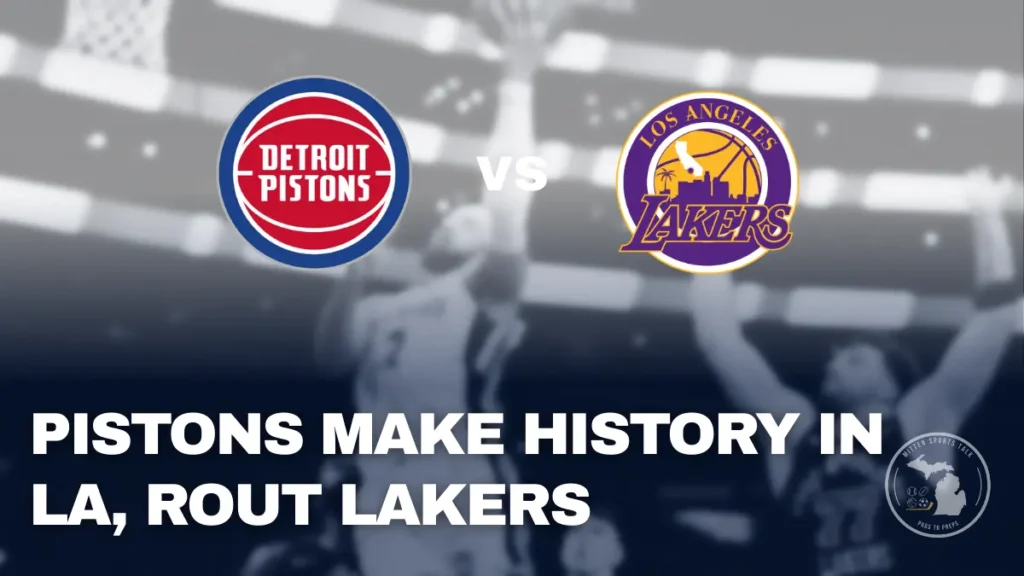 Detroit Pistons celebrate a 128–106 win over the Los Angeles Lakers at Crypto.com Arena, led by Cade Cunningham and a dominant bench performance.