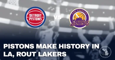 Detroit Pistons celebrate a 128–106 win over the Los Angeles Lakers at Crypto.com Arena, led by Cade Cunningham and a dominant bench performance.