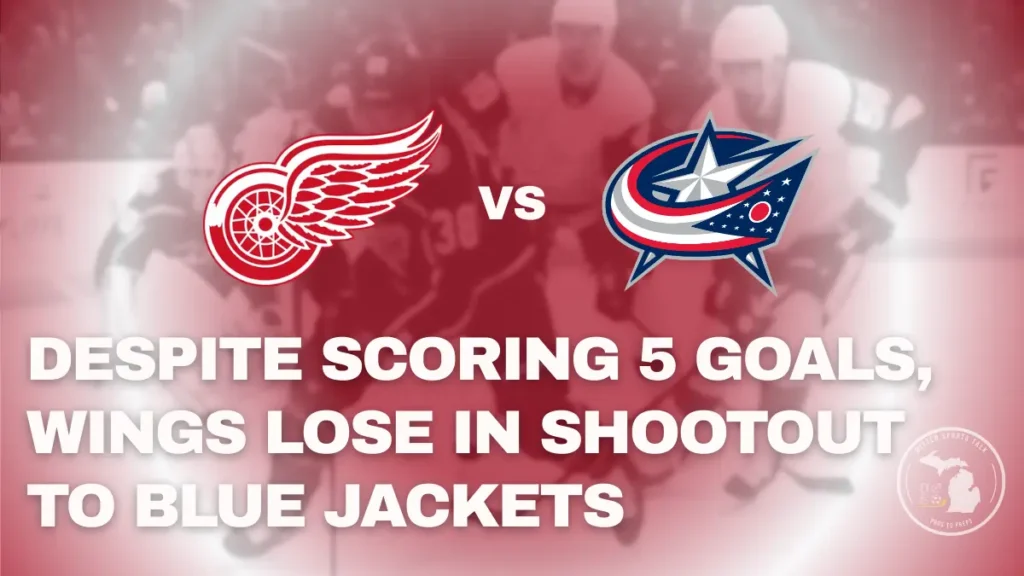 Red Wings battle Blue Jackets on the road in a 6–5 shootout loss.