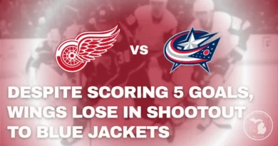 Red Wings battle Blue Jackets on the road in a 6–5 shootout loss.