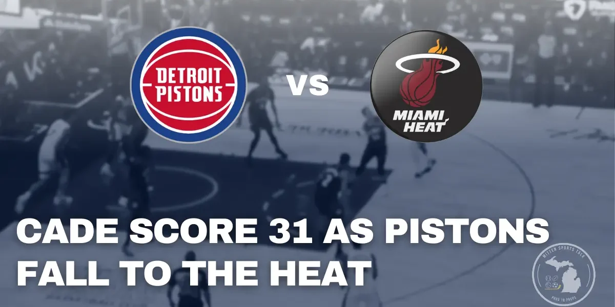 Miami Heat guard Norman Powell take s shot against the Pistons at Little Caesars Arena.