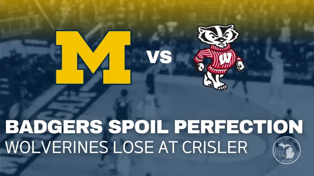 Michigan Wolverines react after their first loss of the season against Wisconsin at Crisler Center