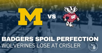 Michigan Wolverines react after their first loss of the season against Wisconsin at Crisler Center