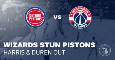 Pisons game play vs Wizards, Feb 5: lose 126-117 at the LCA in Detroit.