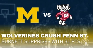 Nimari Burnett shooting a three-pointer for Michigan Wolverines basketball against Penn State